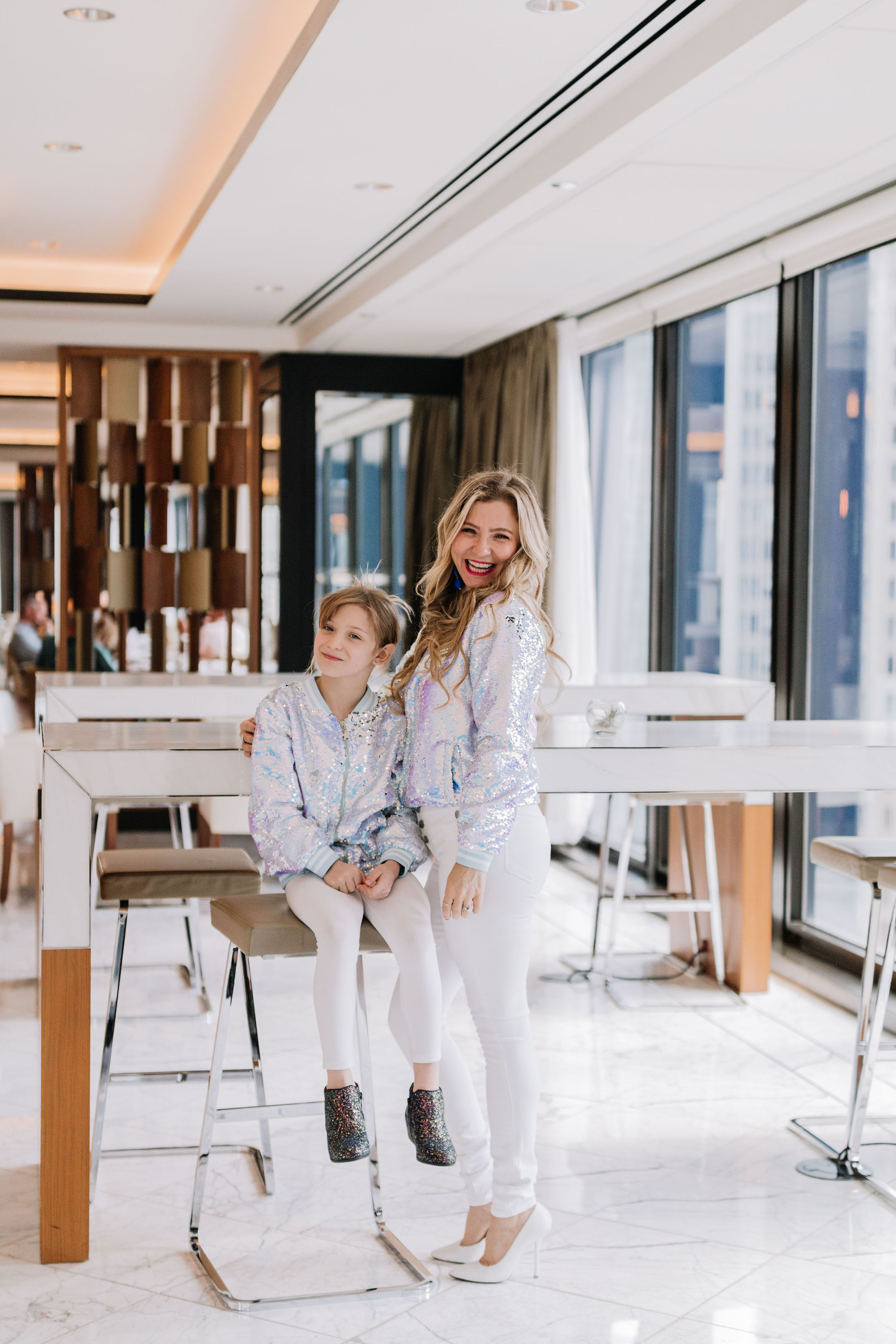 LOLA AND THE BOYS SEQUIN MATCHING BOMBER JACKETS