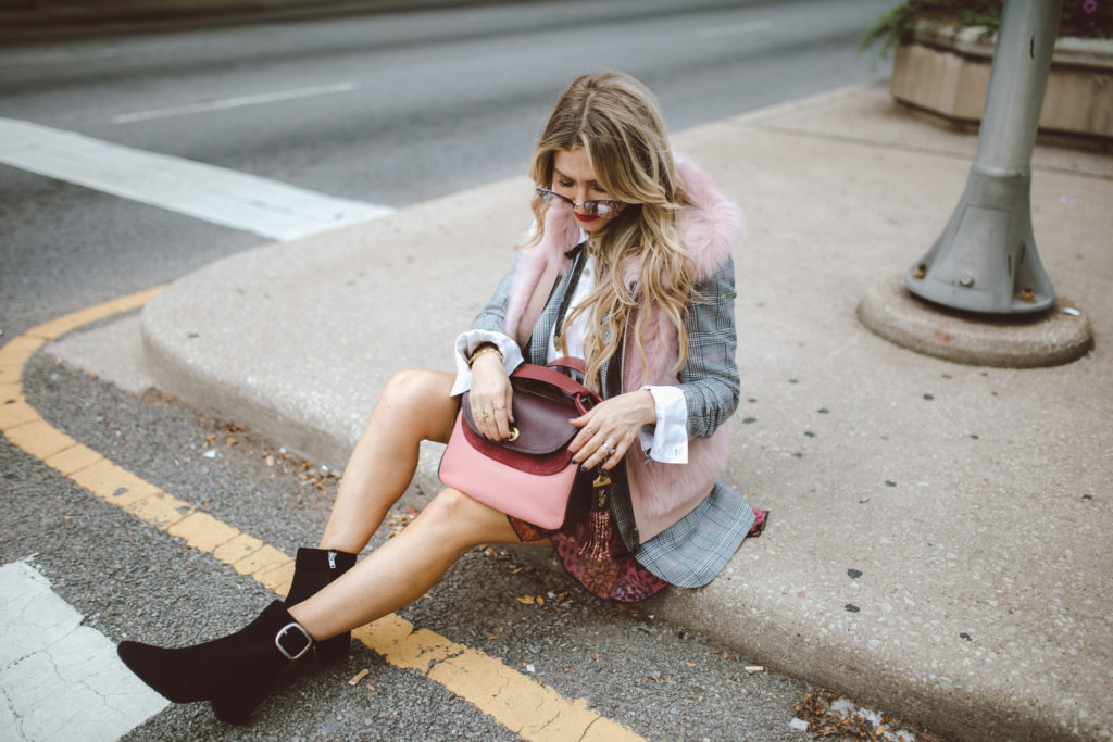 statement FUR vest OVER BLAZER