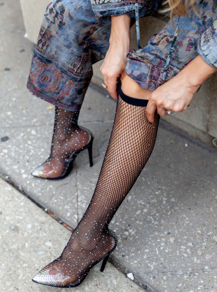 RHINESTONE FISHNET SOCK BOOTIES