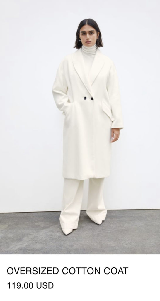 ZARA OVERSIZED WHITE COAT