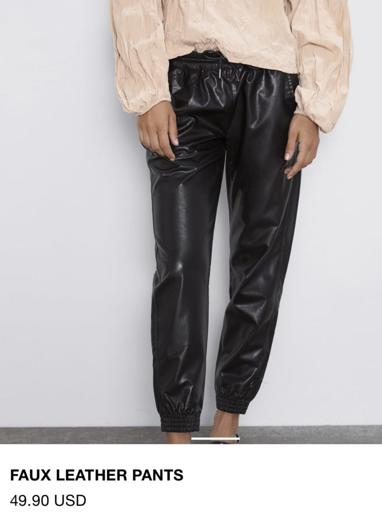 ZARA FAUX LEATHER JOGGERS