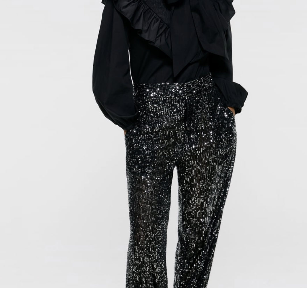 ZARA BLACK SEQUIN PANTS