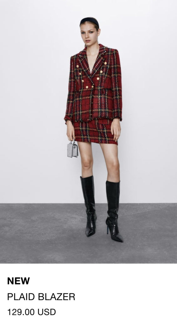 ZARA RED PLAID BLAZER