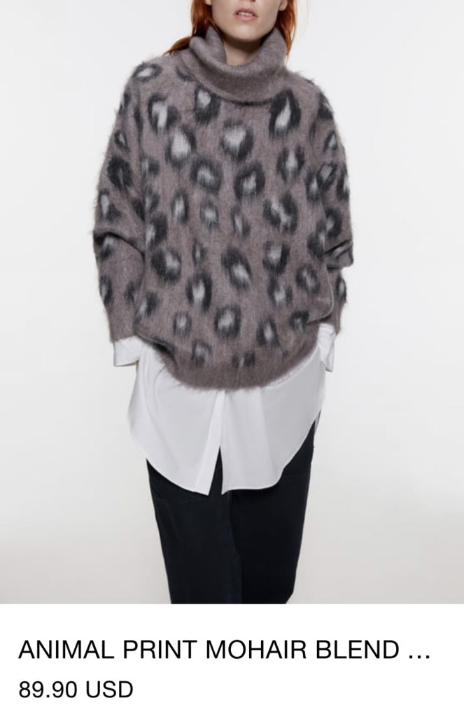 ZARA ANIMAL PRINT MOHAIR SWEATER