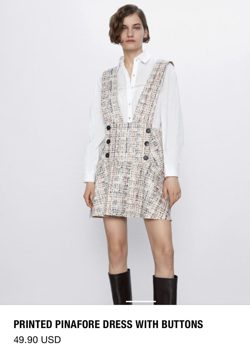 zara tweed overall dress