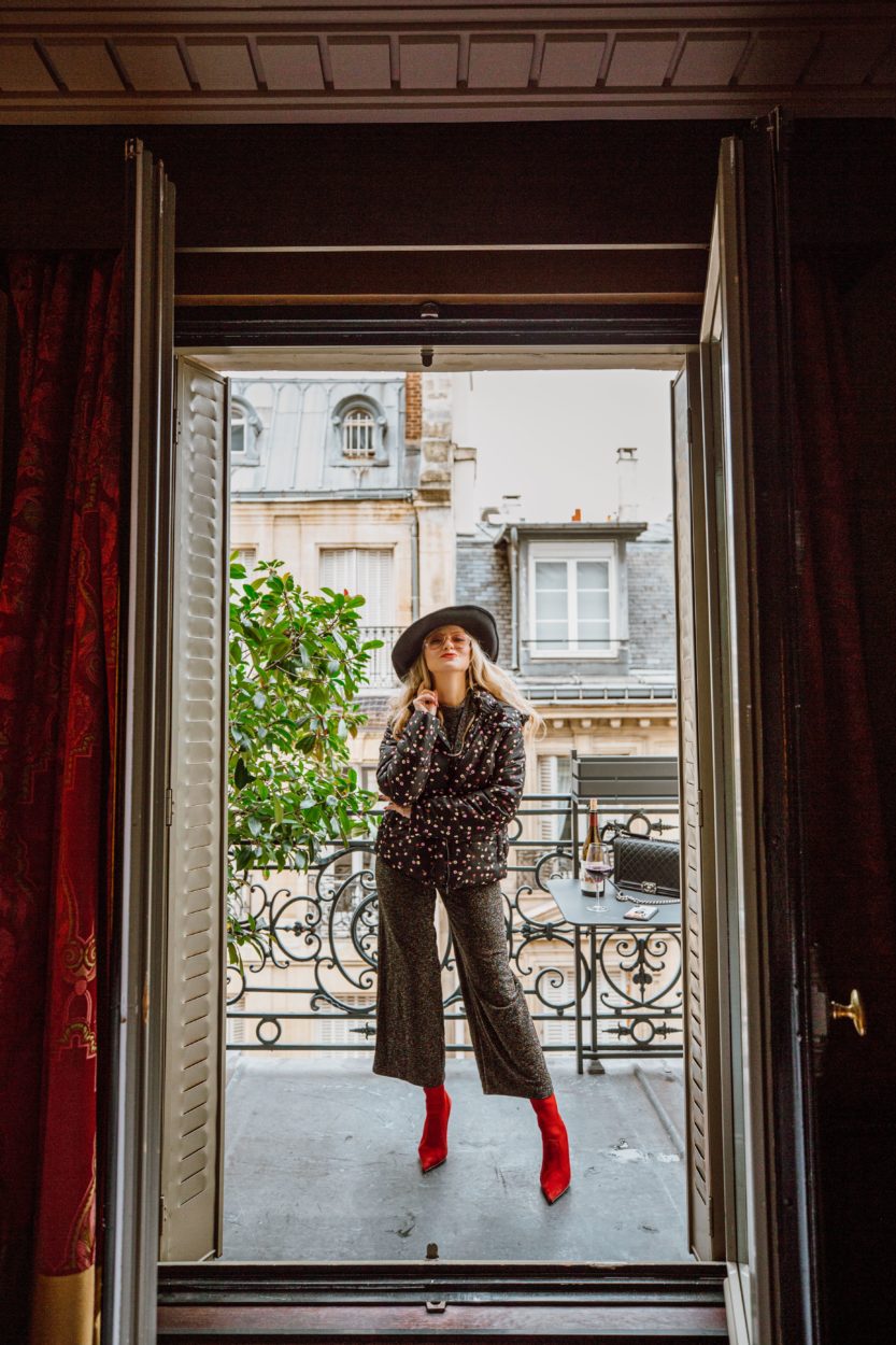 Pops of red outfits