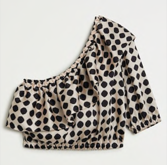 POLKA DOTS ONE SHOULDER TOP