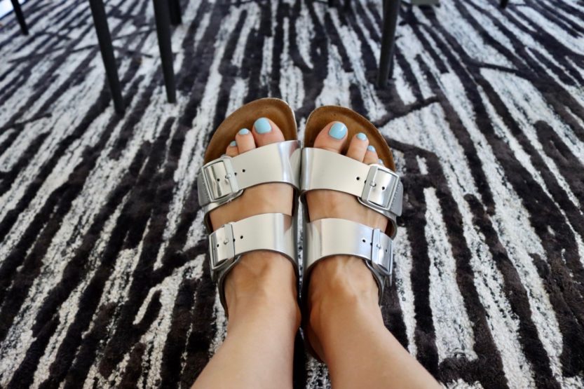 silver birkenstocks