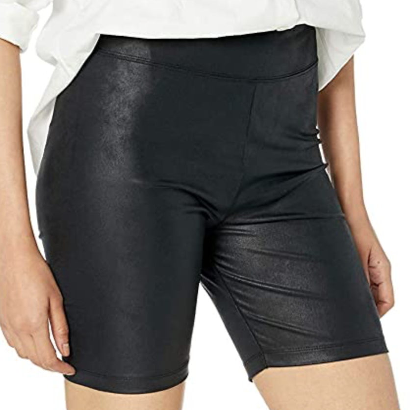 faux leather biker shorts
