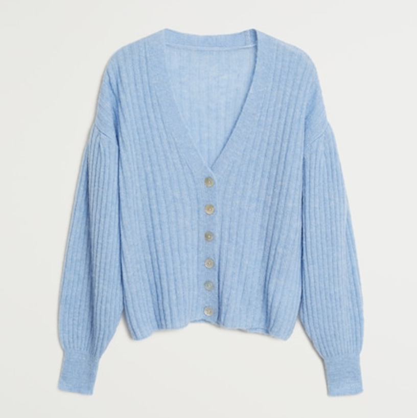 fall color trends baby blue cardigan