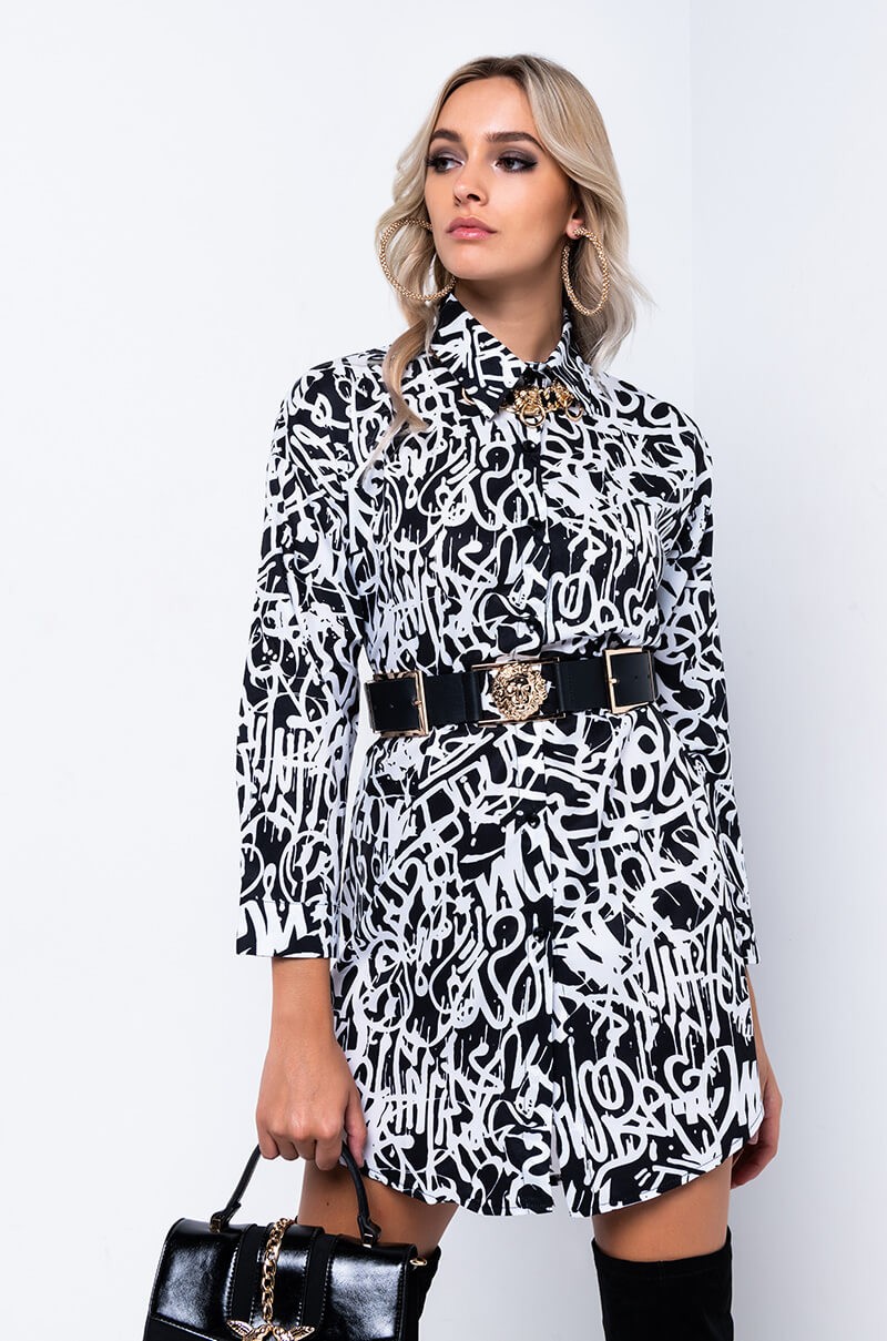 graffiti print shirtdress akira