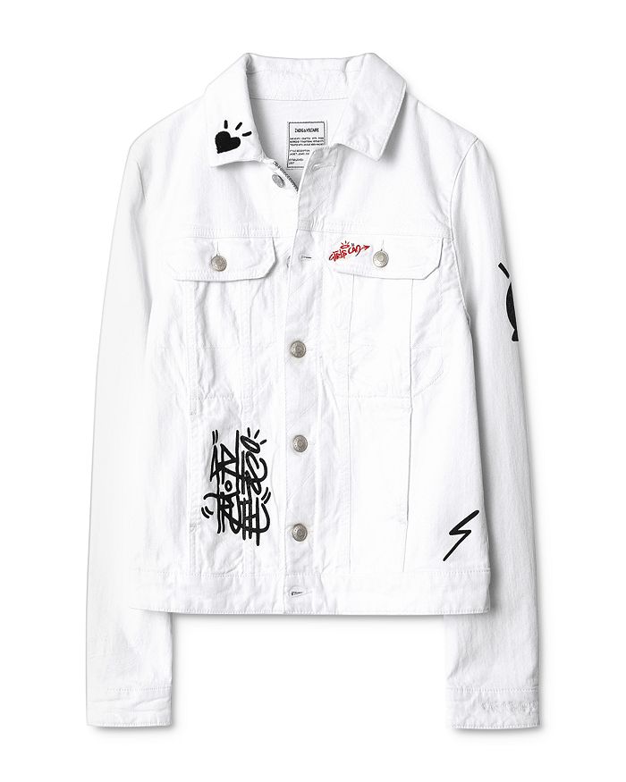 zadig&voltaire graffiti print white denim jacket